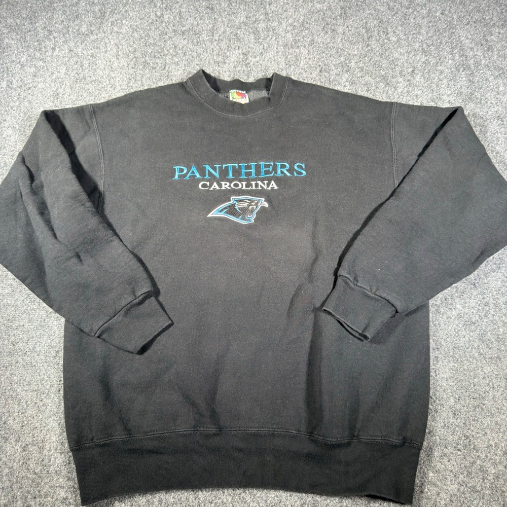 Vintage Carolina Panthers Crewneck Sweatshirt Mens XL Black Fruit of the Loom